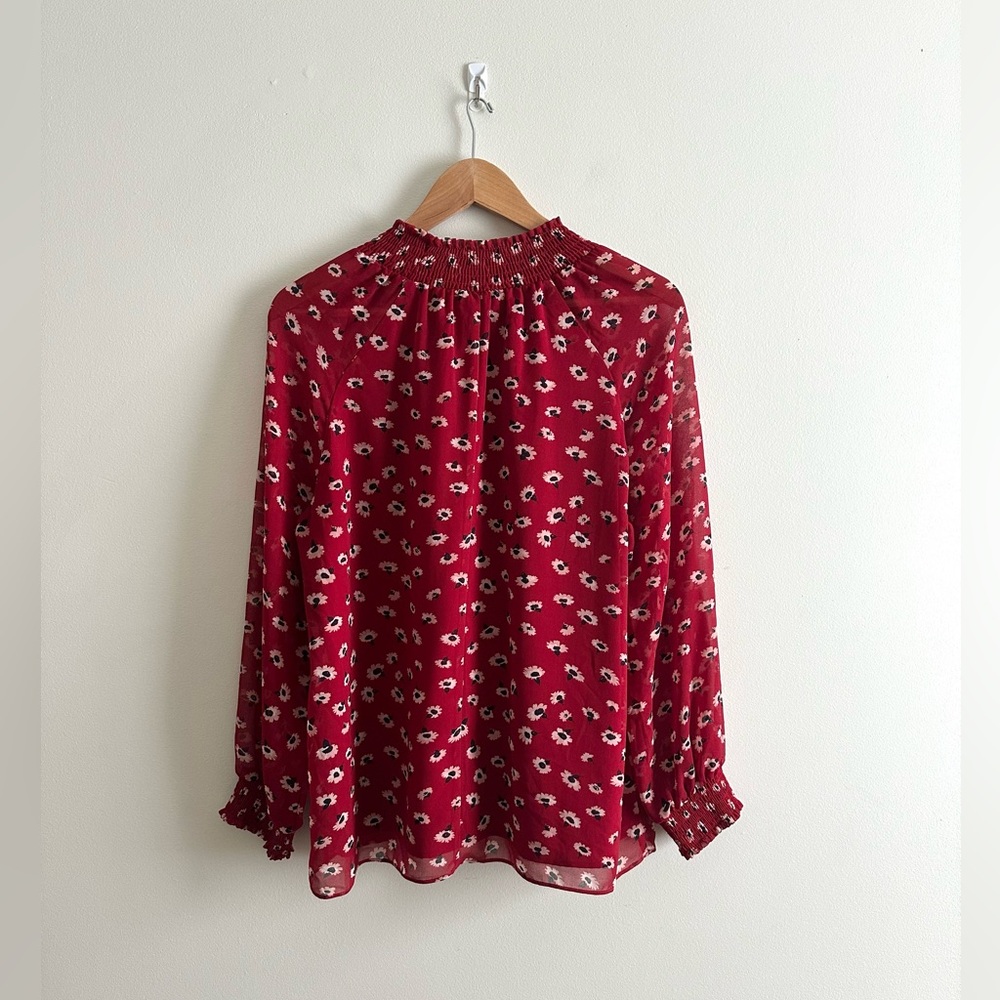 Madewell Mistlight Mock Neck Top In Seattle Nouveau Red (Size L) - Picture 4 of 6
